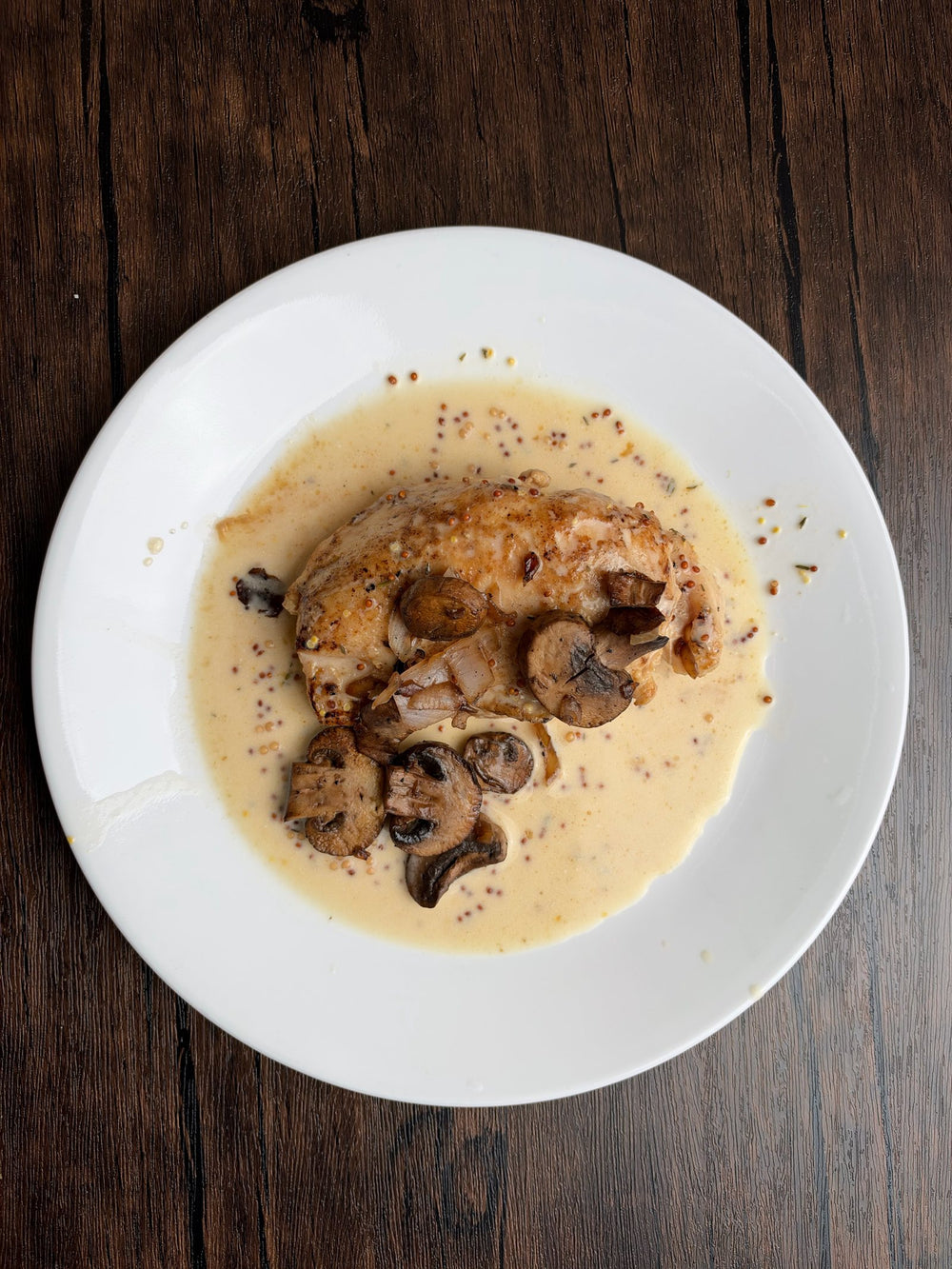 Chicken breast with mushroom thyme jus and lentils