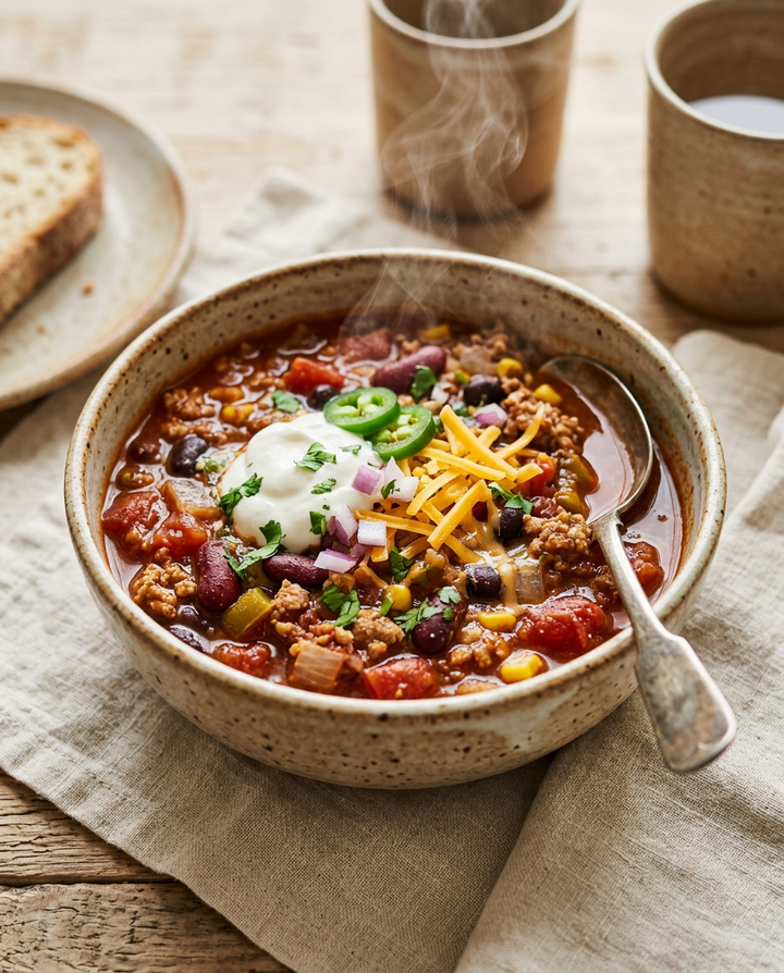 Turkey Chili Bowl plated